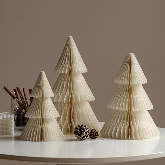 Yousheng 3/4Pcs Christmas Tree Ornament Easy Assembly Geometric Origami Christmas Tree Festive Merry Christmas Decor