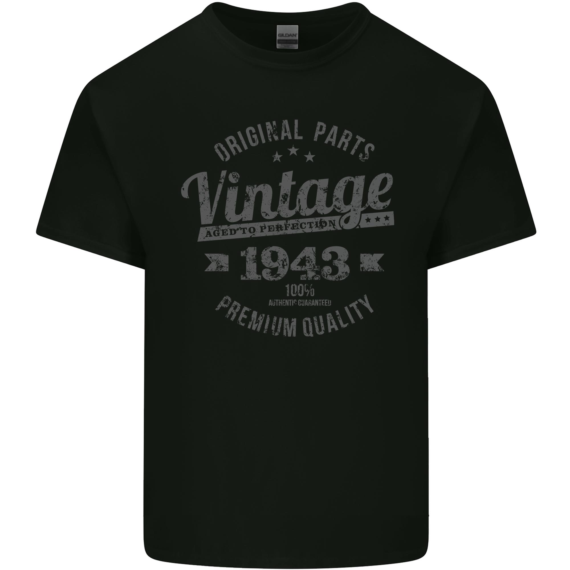 Vintage Year 83rd Birthday 1943 Unisexs Light Cotton TShirt Black S