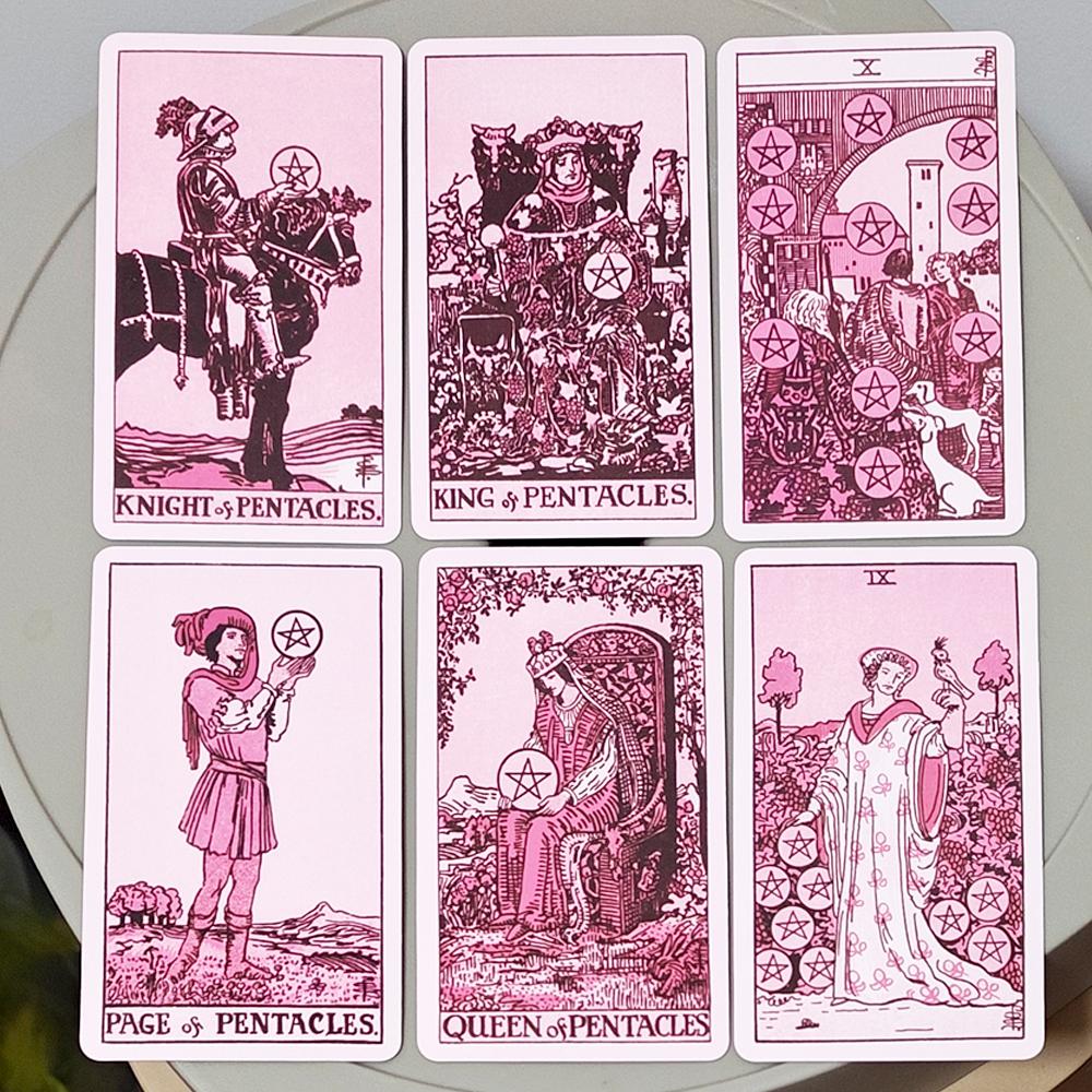 Rose Rider Tarot Deck 11*6.2cm in Tin Box - 78 Classic Vintage Pink Tarot Cards with Guidebook, Aesthetic Rose Pink