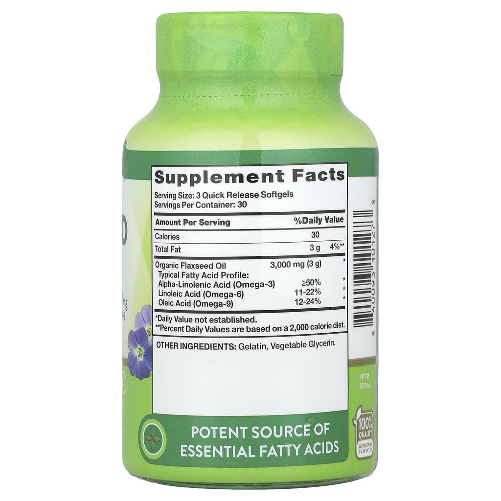 Nature'S Truth, Flaxseed Oil, Cold Pressed, 3,000Mg, 90 Rapid Release Softgels (1,000Mg per Softgel)
