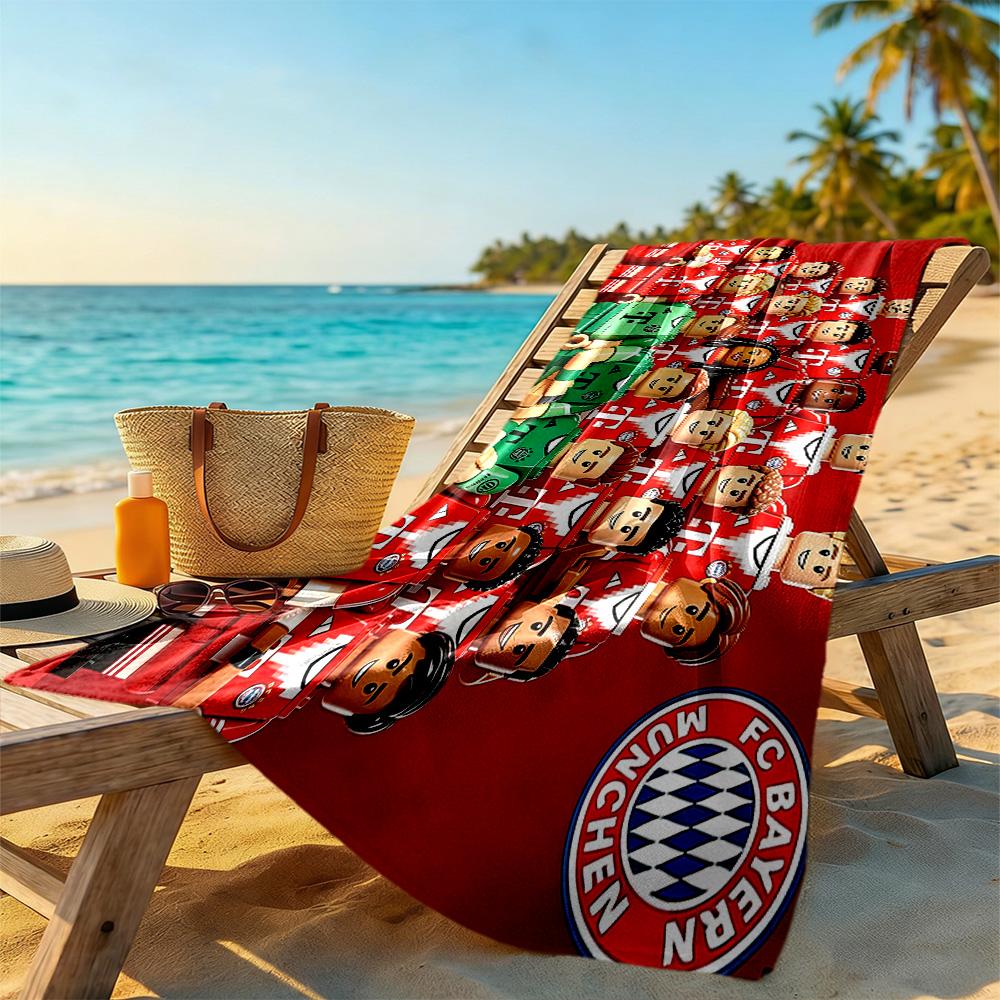FC Bayern München Strandtuch Weich Langlebig Schnelltrocknend Bequem Leicht Geeignet für Schwimmen, Fitnessstudio, Camping, Yoga Urlaub