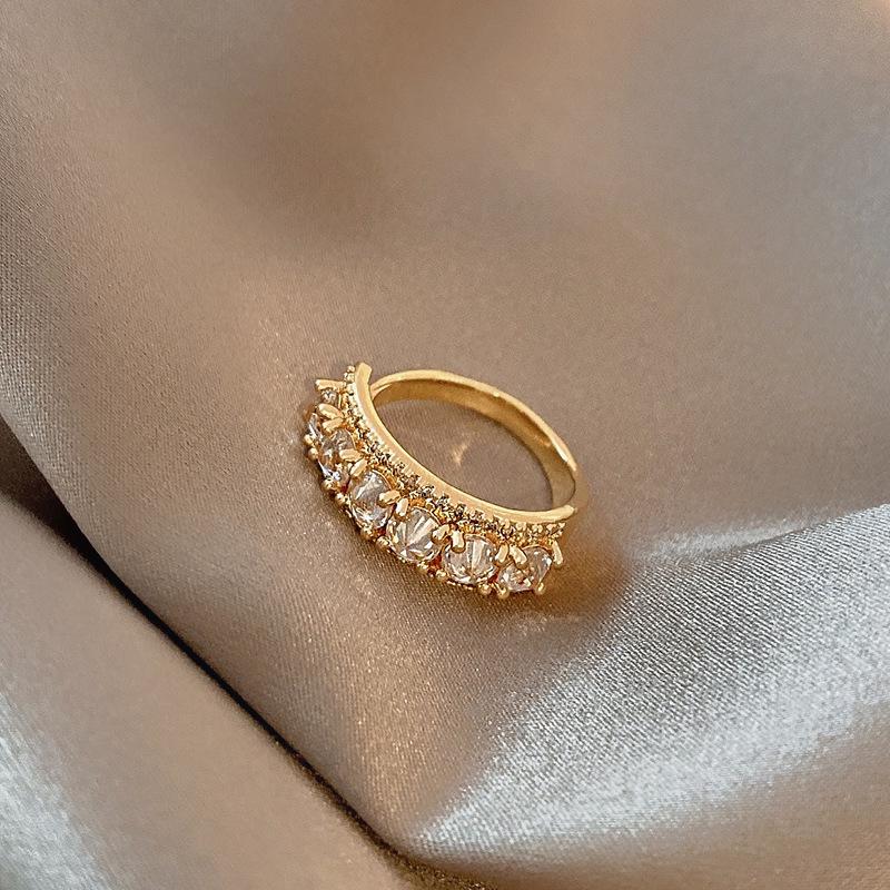 

Южнокорейское ретро-кольцо Dongdaemun с регулируемым цирконием для женщин - модные украшения для указательного пальца Adjustable