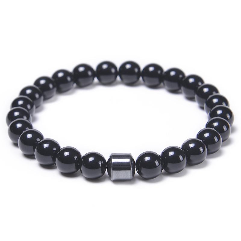 Natural Obsidian Stone Bracelet Magnetic Anxiety Relief Healthy Women Men Smoking Cessation Weight Loss Black Beads Bracelets