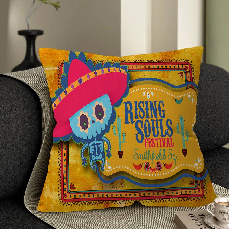 Cartoon Mexico Day of The Dead Pillowcase toon Gift Cushion Cover Bedroom Home Sofa Chair Seat Decor pillow case