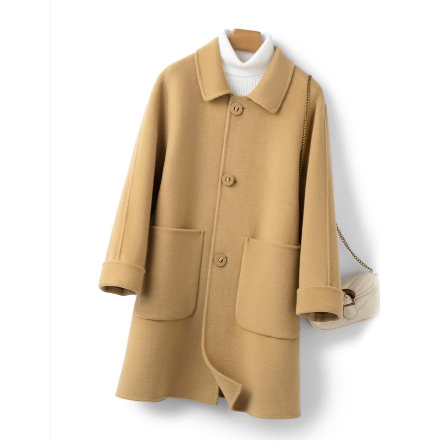 Double-sided wool coat women's medium and long autumn and winter new slim-fit wool coat