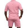 Men'S Solid Color Casual Collar Short Sleeved Shorts Two-Piece Set