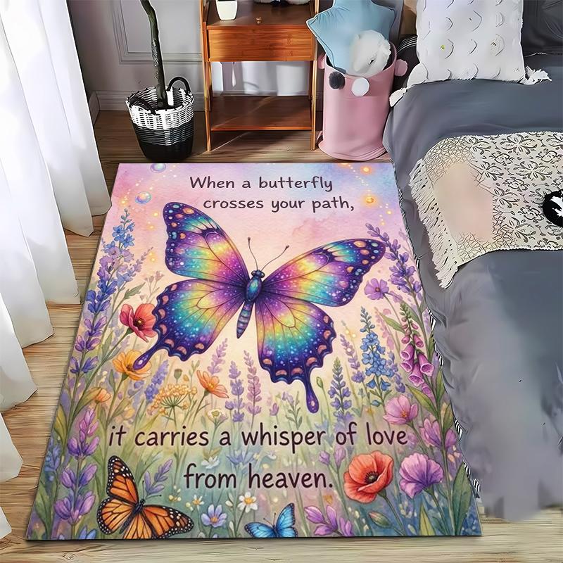 Butterfly and Floral Whisper carpet Non-slip rug suitable for living room and bedroom sofas