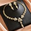 Exaggerated Atmospheric Crystal Necklace Earrings Set, Bridal Wedding Alloy Set Chain Women'S Accessories