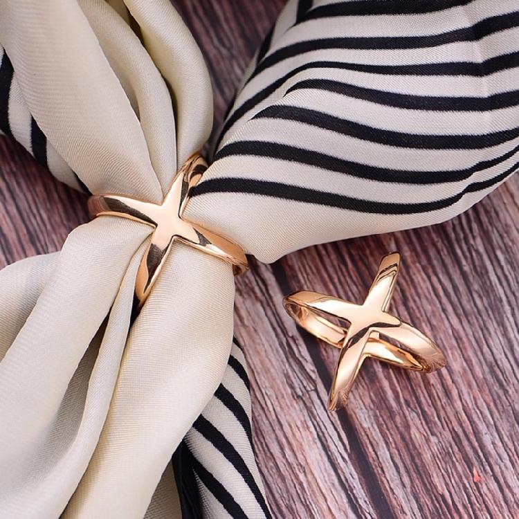 Gold Silver X Scarf Buckle Multipurpose Cross Hollow Smooth Scarf Shawl Buckle
