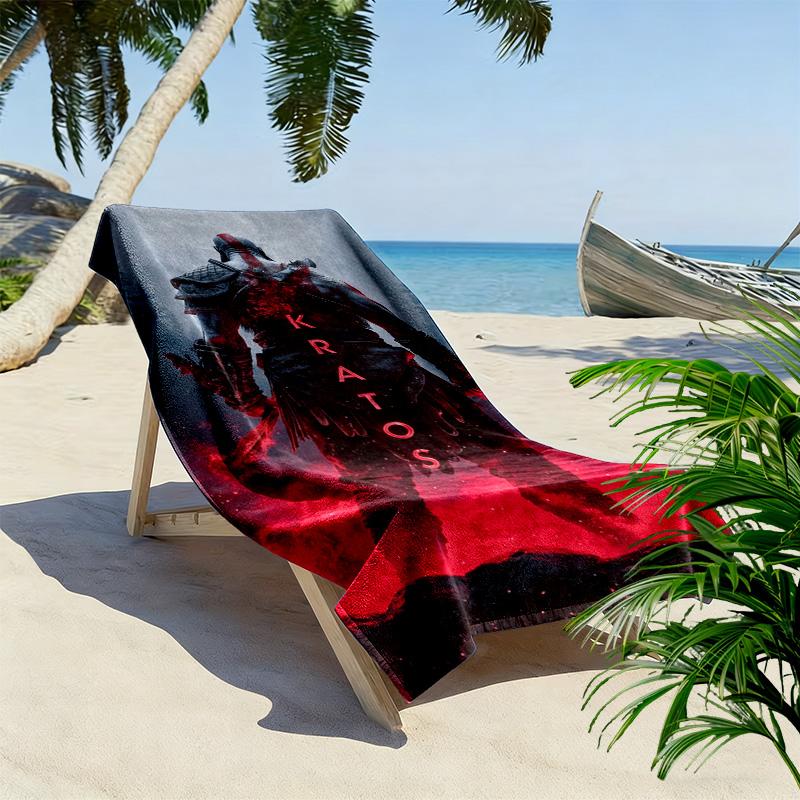 Kratos God Of War Print Beach Towel, Large Soft Quick Dry Towel for Beach Camping Swimming