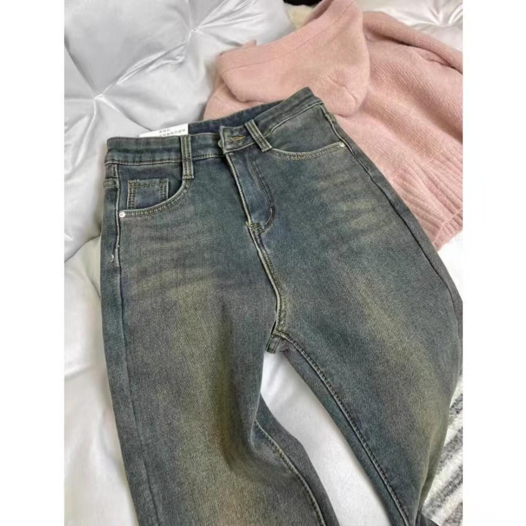 

High Waist Elastic Micro Flare Jeans for Women – Slimming and Flattering Plus Size, Autumn/Winter Collection M (80-100 jin)