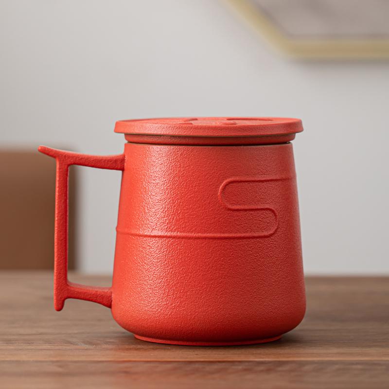 Boutique ceramic tea cup with lid filter household personal gift custom office tea separation drinking cup