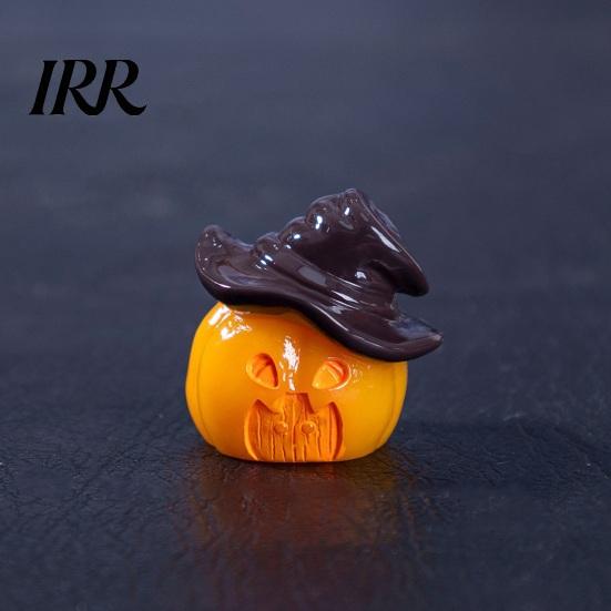 Tabletop Halloween Decoration 3Pcs Mini Resin Figurines, Miniature Pumpkin Ghost Grim Reaper Outdoor Castle Statue for Spooky Fairy Garden,