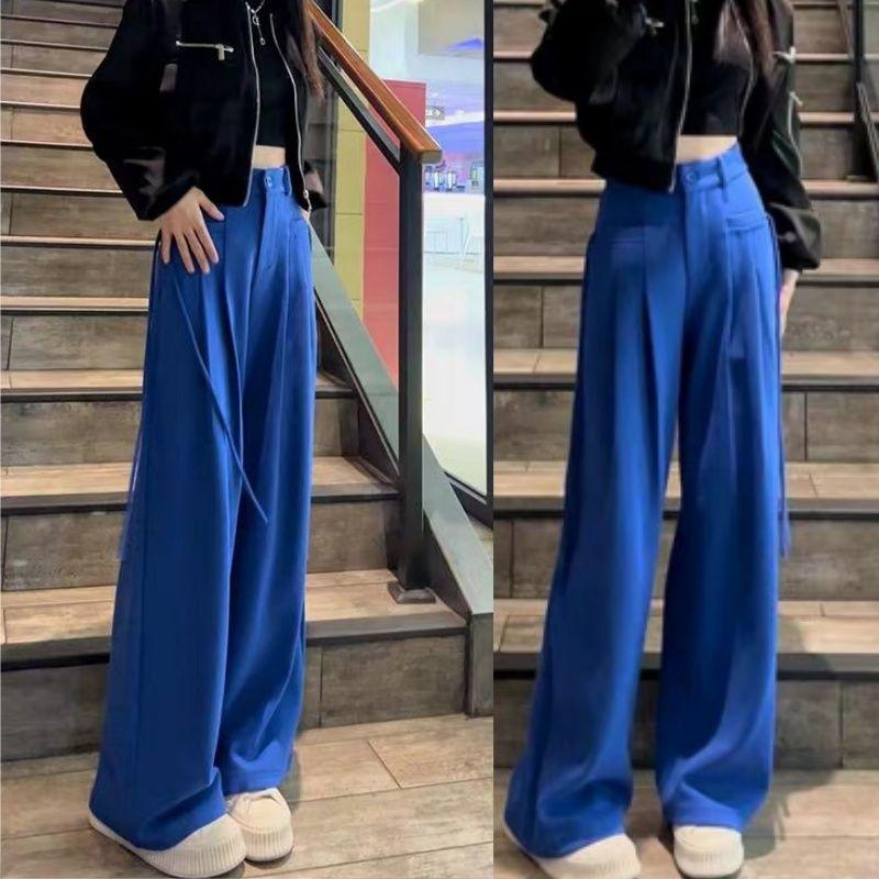 Women's Spring-Summer High-Waist Wide-Leg Pants | Stylish Straight-Leg Casual Athletic Tailored Trousers | Versatile Floor-Length Dress Pants
