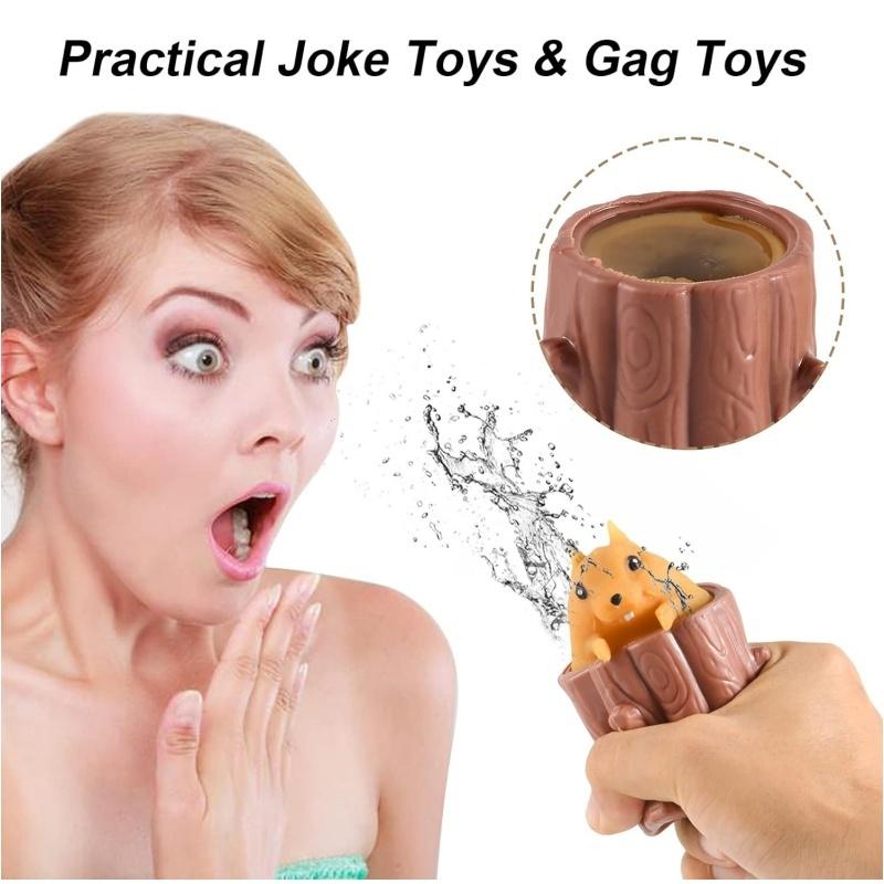 Squirrel Stress Relief Toy Stump Animal Squirrel Cup for Anxiety Relief, ADHD Squeeze Out The Surprises and Heal The Emotions