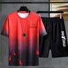 2Pcs/Set Casual Outfit Elastic Waistband Moisture Wicking Mid-rise Stylish Male T-shirt Shorts Activewear Streetwear
