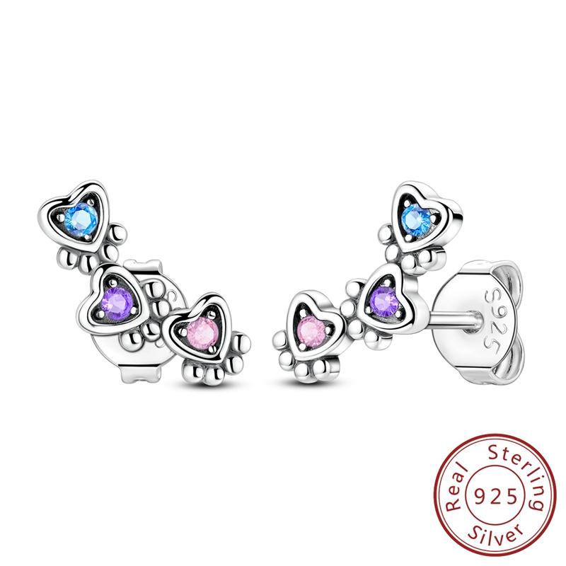 Earrings 925 Silver Shining Snowflake Mini Butterfly Ear Studs For Women Fine Birthday Party Jewelry Gifts
