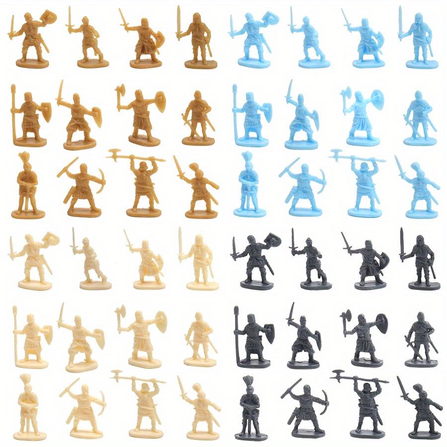 50pcs Mini Medieval Soldier Figurines - 12 Styles Miniatures for Military Enthusiast RPG War Games Table Ornament Car Decor JXB