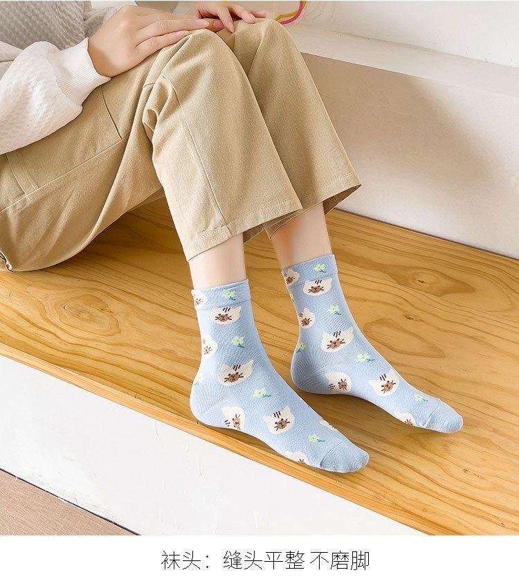 

Новые мультяшные женские дышащие хлопковые носки. Милый котенок. Прекрасный животный принт. Девичьи носки из гребенного чистого хлопка. Женские носки. EU 35-39