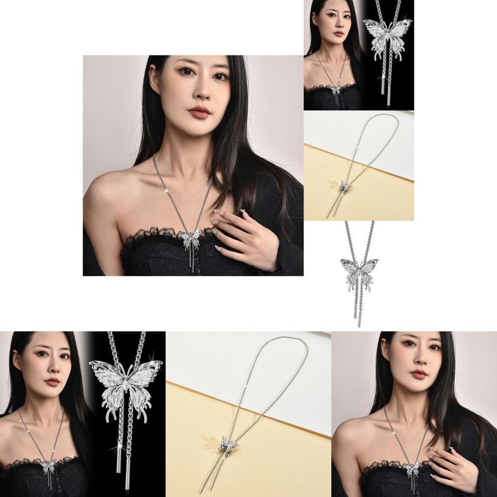 Stylish Butterfly Pull Necklace For Women In Luxurious Titanium Steel Design