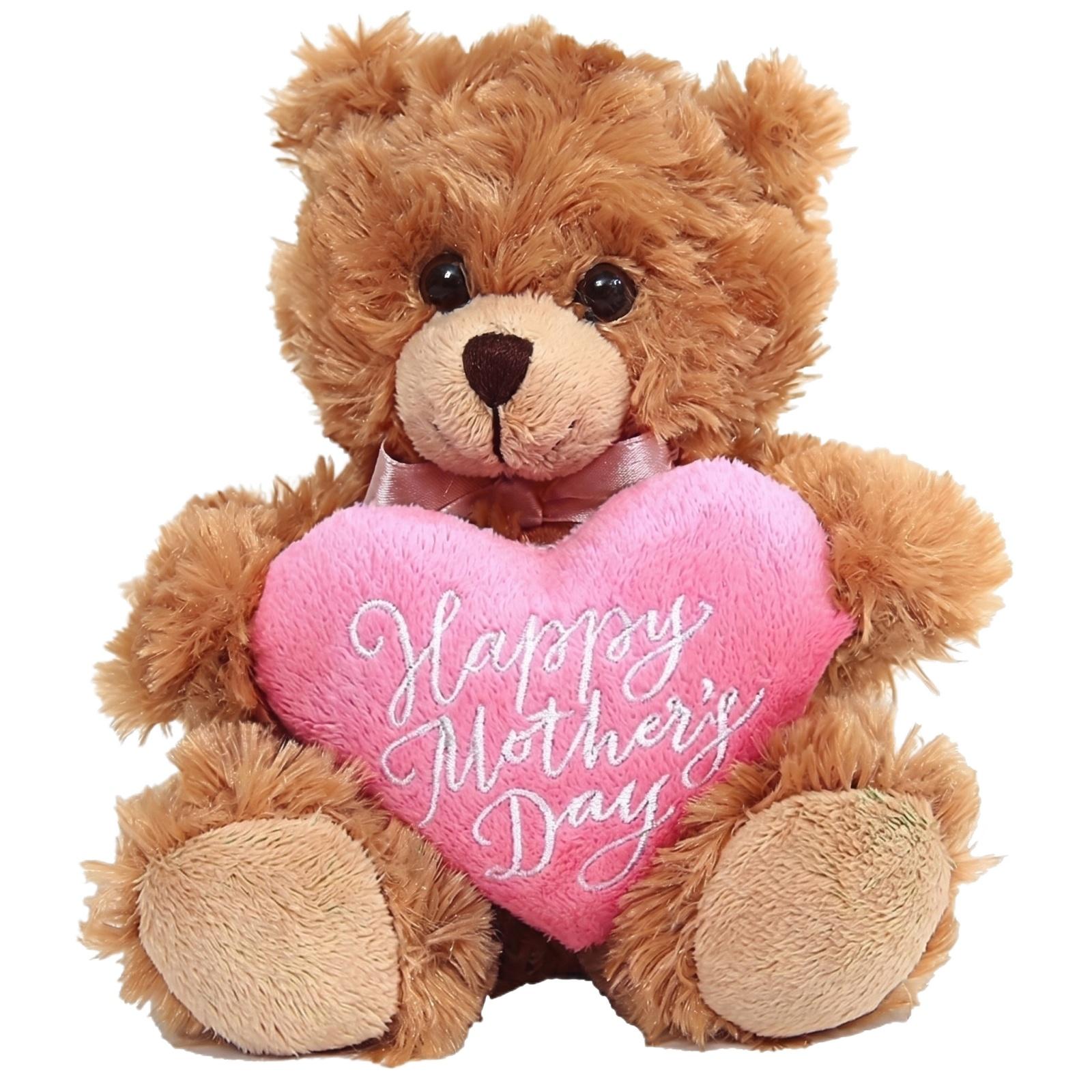 

Plush Teddy Bear Holding Heart Soft Stuffed Animal Gift for Mother s Day Celebration Cute Design with Embroidered Message Suitable for All Ages One Size