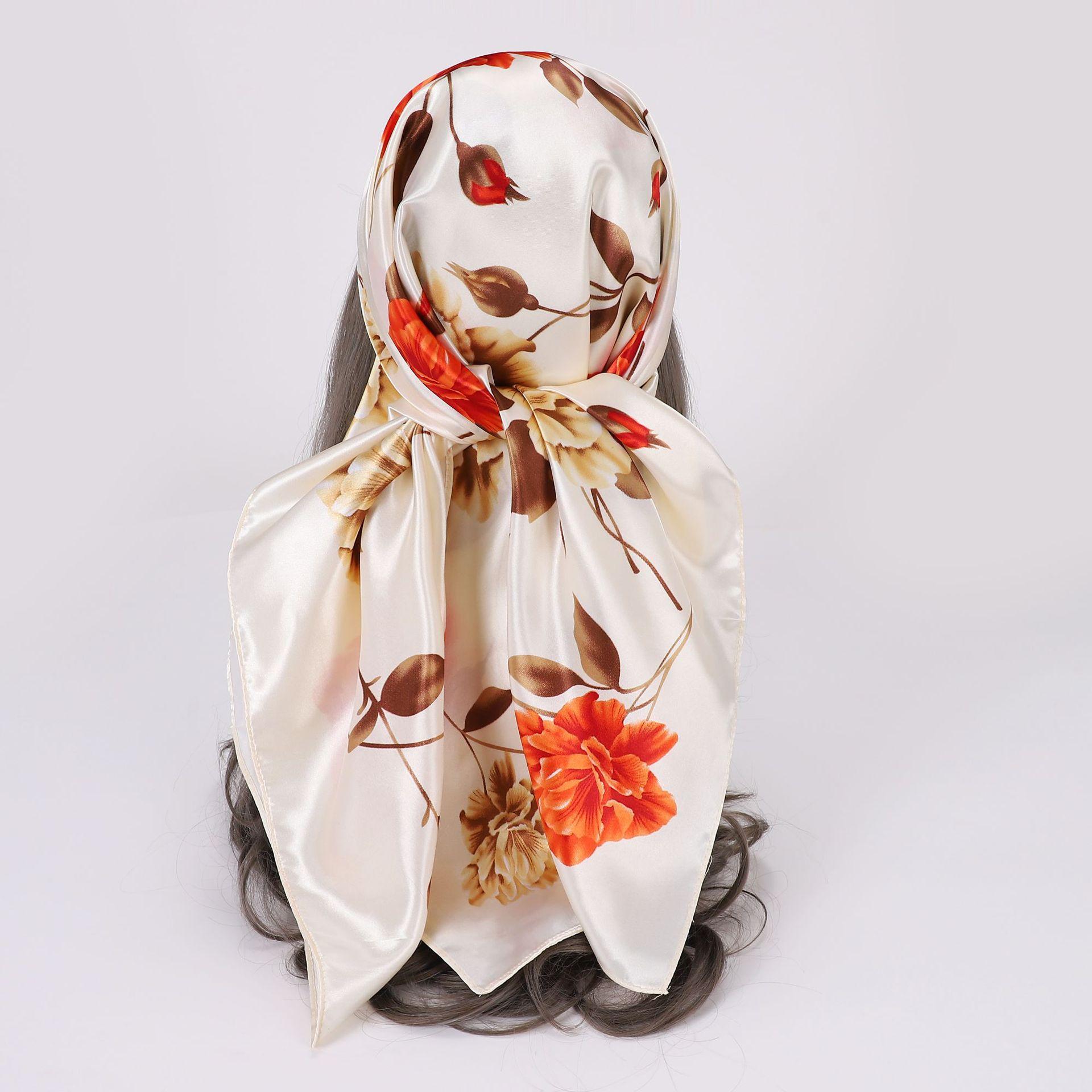 

Высококачественные роскошные шелковые шарфы, повязка на голову, шарфы, шейный шарф для женщин, шелковый шарф с цепочкой, женская декоративная шаль 90*90cm