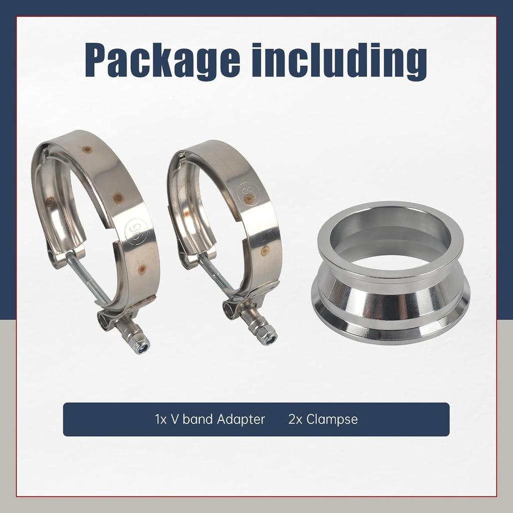 T304 Stainless Steel 3.0" ID To 4.0" ID Exhaust V-Band W/Clamps 3.0 Adapter Flange Reducer
