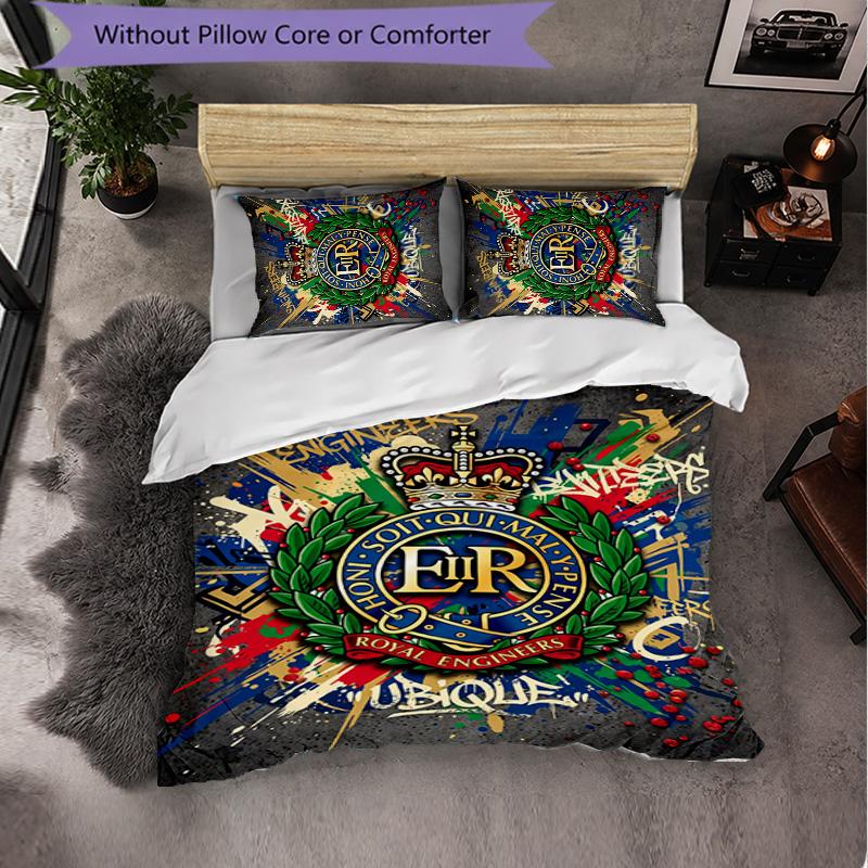 Royal Engineers A.F.C Themed Bedding 3Pcs Duvet Cover Set Decorative Bed Linen For Teen Room Home Decoration