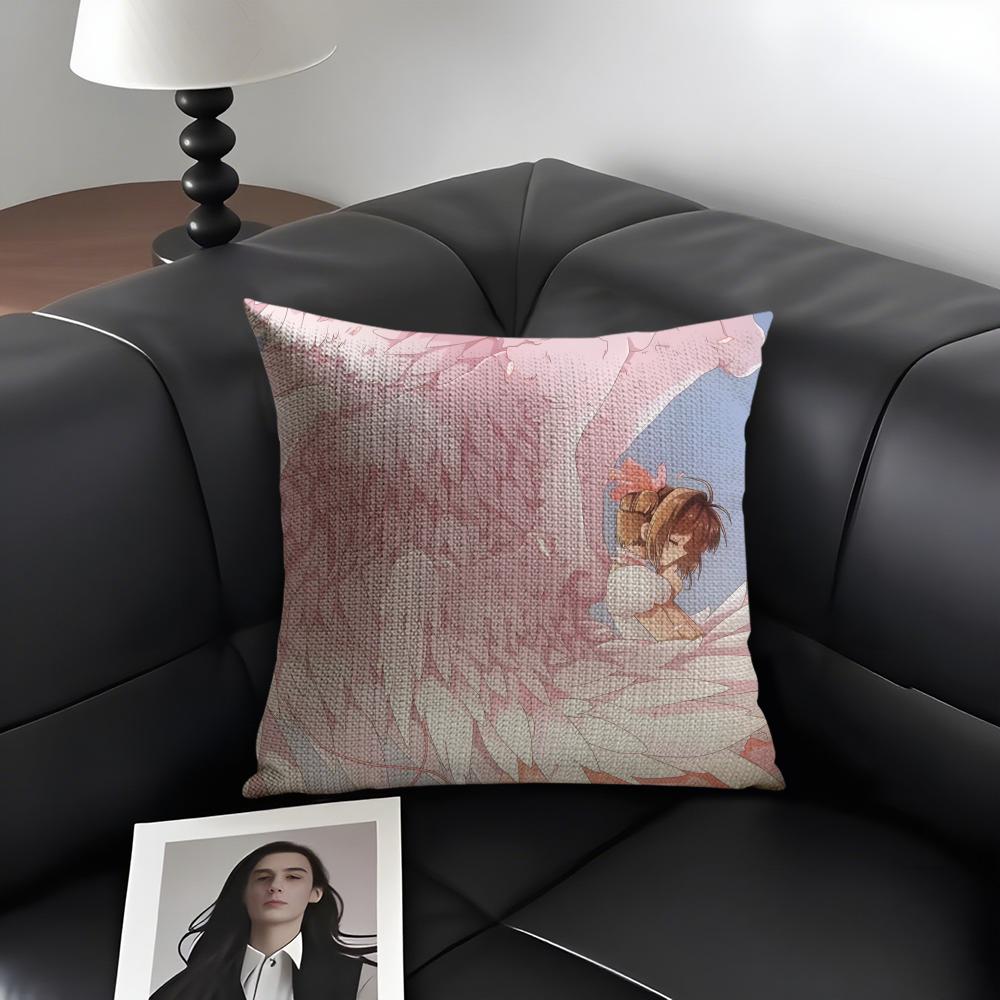 

CCardcaptor SakuraA Cartoon Cushion Cover Natural Linen Organic Fabric DoubleSided Printing Sofa Home Decor Gift Pillow Case 30x30cm