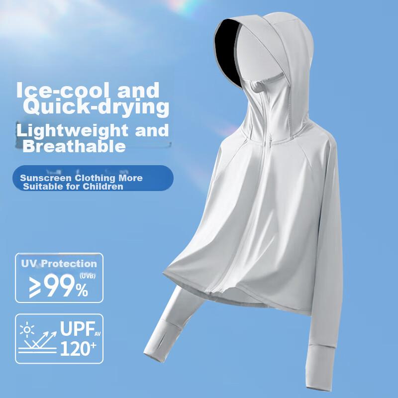 Ousen Children's Sun Protection Clothing, Boys And Girls Outdoor UPF50 UV Protection, Breathable Thin Skin Coat, Baby Ice Silk Sun Protection Garment