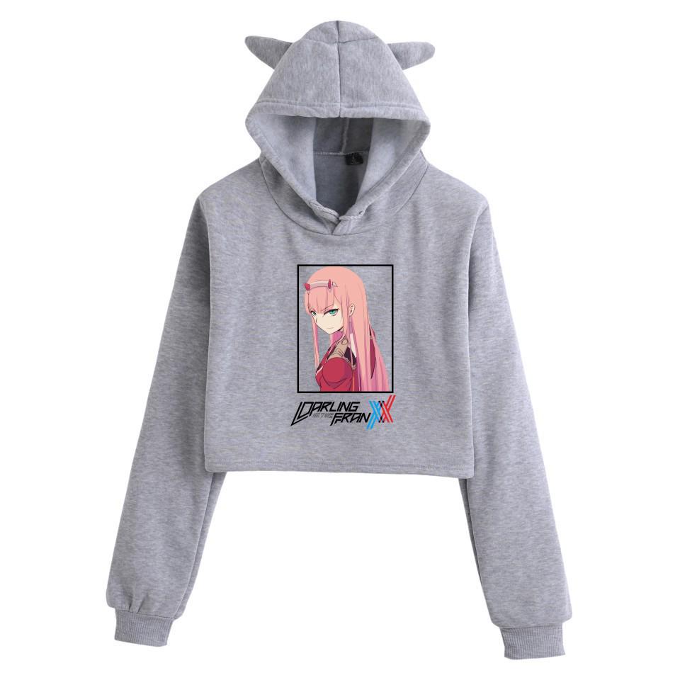 Darling in the Franxx Zero Two Cat Ear Cropped Hoodie - Women's Anime Style