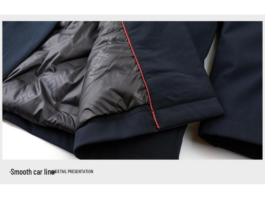 Men's Duck Down Lapel Jacket: Business Casual Warm Coat for Middle-Aged & Elderly