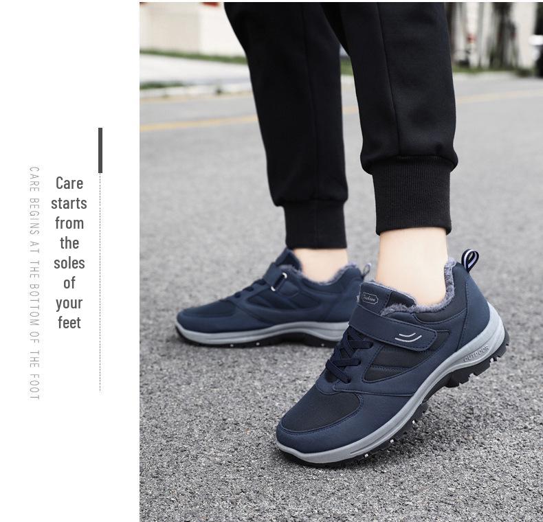 Men's Warm Winter Snow Boots, Plus Velvet, Thickened, Outdoor Fashion, Big Size Dad Shoes