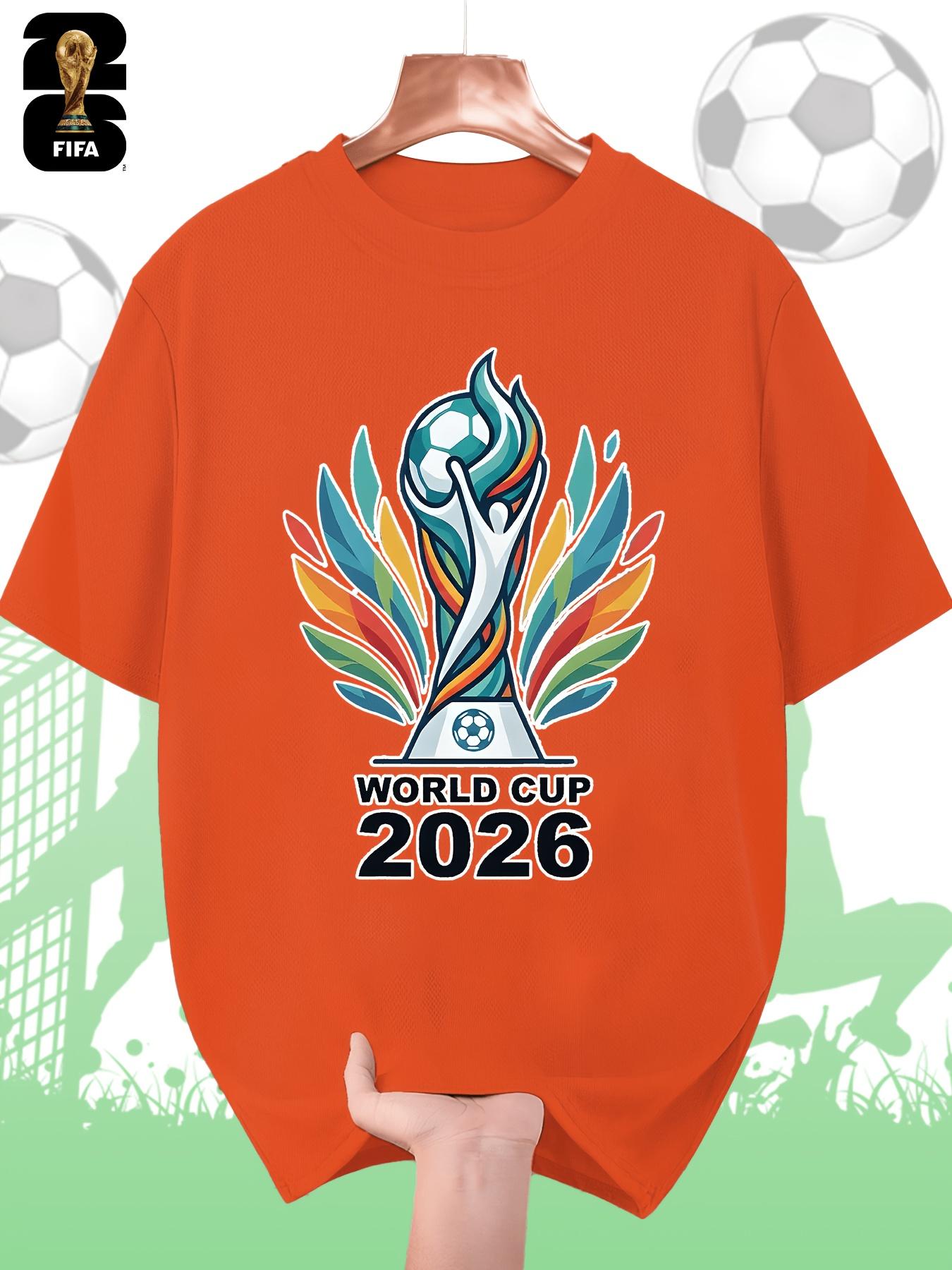 

FIFA-themed Men s Breathable Short-sleeved T-shirt, Perfect for Summer Wear. Features the World Cup Trophy Design and Print. Suitable as a Gift XXL помаранчевий