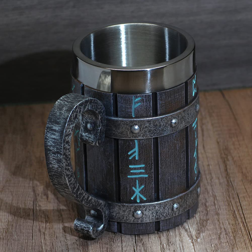 Vintage Viking-Inspired Stainless Steel Mug – Reusable, Multipurpose Drinkware with Nordic Plaid Pattern, Perfect Gift for All S