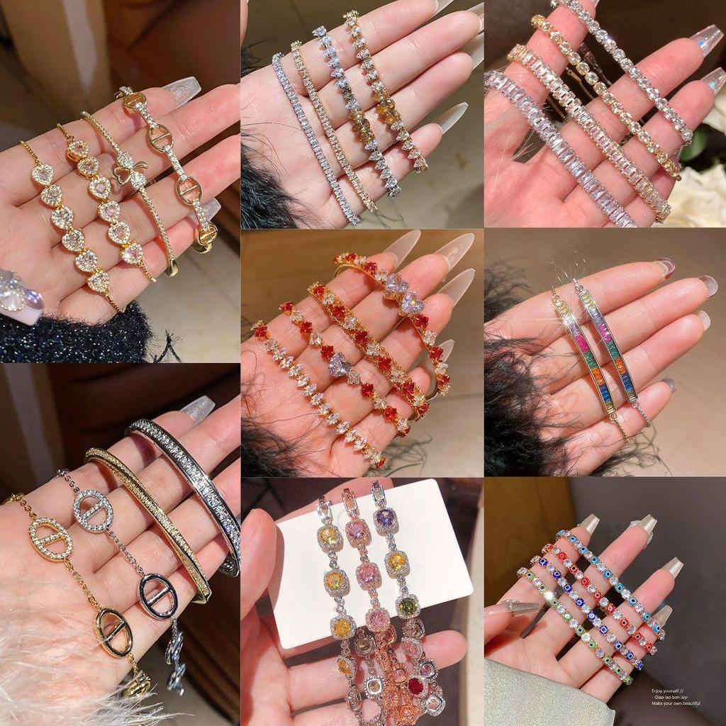 Französisches Armband mit eingelegten Diamanten und runder Schnalle - Retro-Hofstil, Luxuriöses Herbst-/Winterarmband