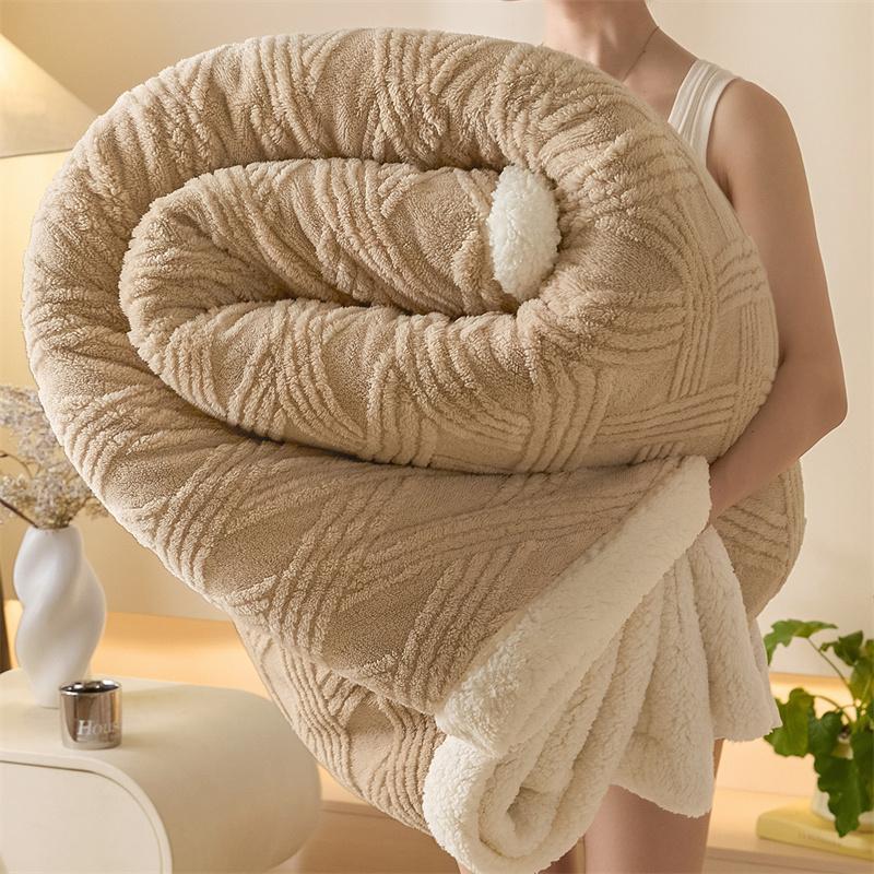 Thickened Double Layer Milk Velvet Lamb Velvet Blanket Office Nap Blanket Student Dormitory Shoulder Wrap Woolen Blanket