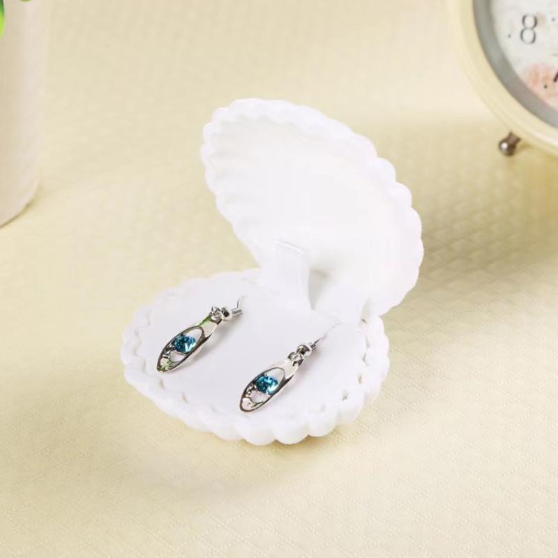 Shell Crown Star Shape Flocked Jewelry Box Adorable Small Organizer for Rings Necklaces Dresser Vanity Table Jewelry Storage