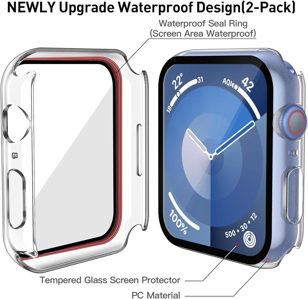 Waterproof Hard Case With Tempered Glass For Apple Watch Case Series Ultrea 3/9 8 SE Watch Accessories iwatch Screen Protector