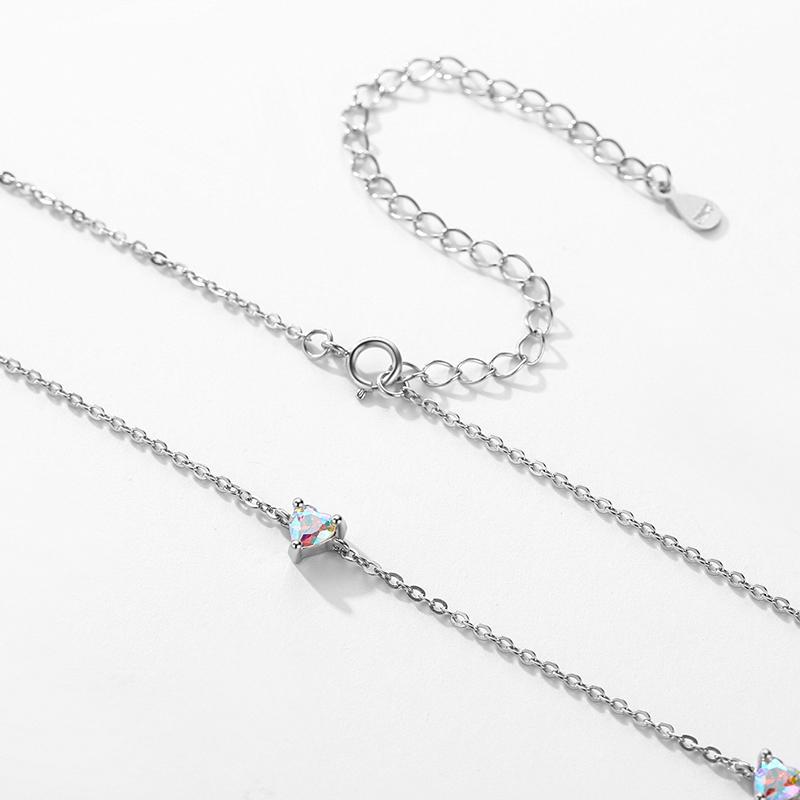 MODIAN Colier cu lanț de zale cu zirconiu colorat din argint 925, pandantiv cu inimi multiple pentru femei, bijuterii fine de nuntă