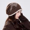 Autumn and winter thickened pile hat women's warm and cold-proof wool hat contrasting color crimped big head circumference bag head hat spot