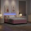 LED Box Spring Bed with Mattress Pink 140 X 190 Cm Velvet