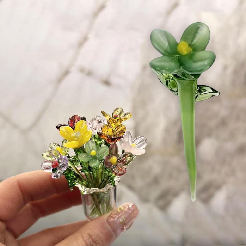 Mini Glass Flower Artificial Crafts Decorative Ornament Decoration for Mom Wife Mother's Day