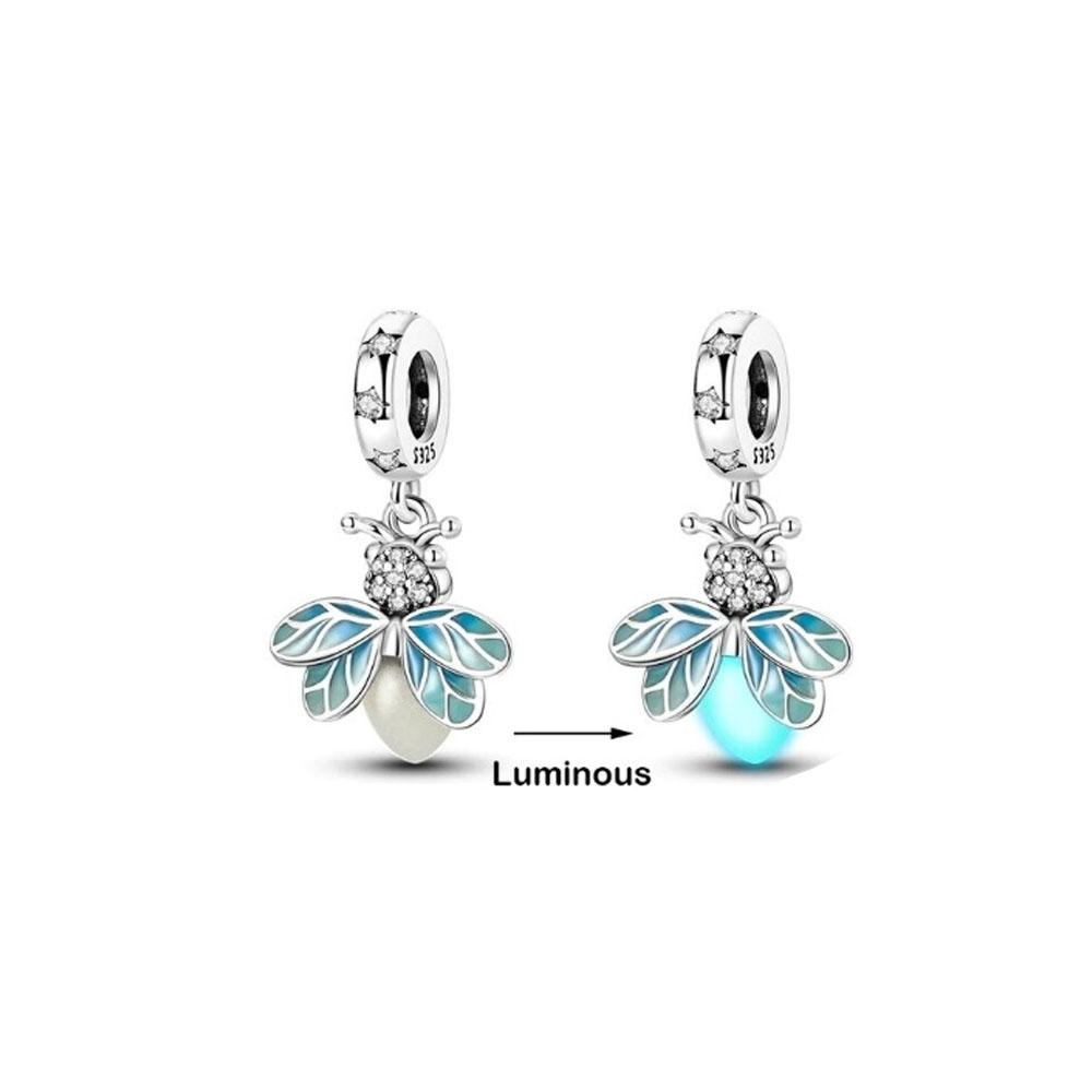 Copper Firefly Pendant Dangle Charm Moon Star Bead Fit Original Bracelet For Women Diy Fashion Jewelry Making