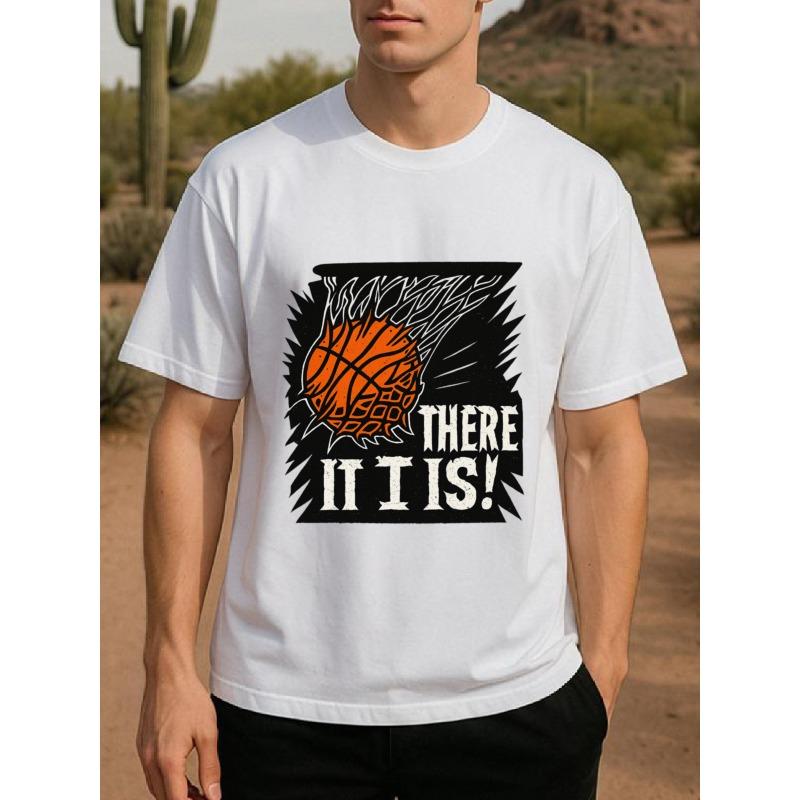 European Sizes Men'S Basketball Graphic T-Shirt - Quick-Dry Moisture-Wicking Athletic Tee, Breathable Loose Fit Shirt for Gym