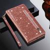 Custodia a Portafoglio Flip in Pelle con Zip Glitterata Per Samsung A57 A37 A17 A56 A36 A26 A16 A55 A35 A25 A15 A54 A34 5G S21 FE S22 S23 S24 Plus S25 Edge S26 Ultra