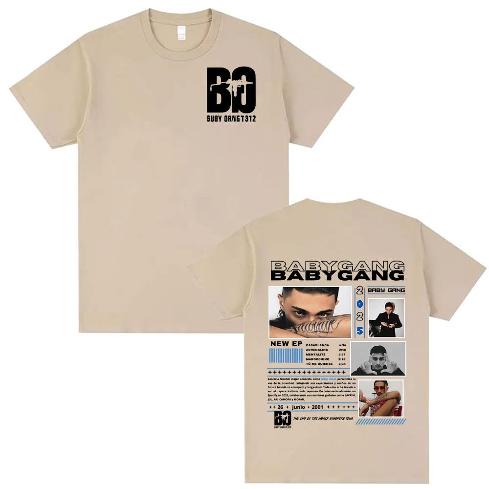 Rap Singer Baby Gang Album Tour 2025 Cover Pattern Tshirt Mens Hiphop Punk Tshirt Gothic Comfortable Oversized Tshirt S