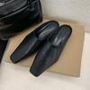 Fashion SUOJIALUN 2025 Summer New Brand Women Slipper Fashion Square Toe Slip On Ladies Elegant Mules Shoes Soft Flat Heel Casual Slides
