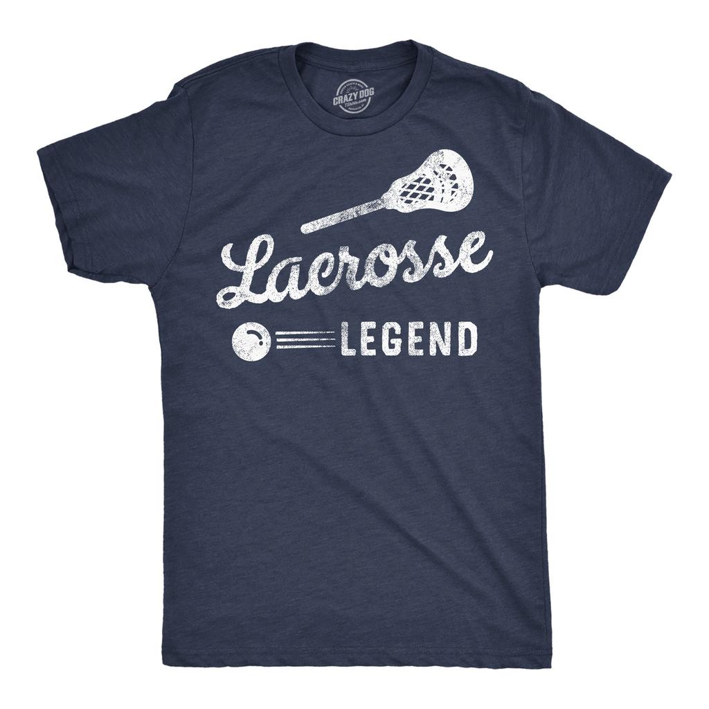 Mens Funny T Shirts Lacrosse Legend Sarcastic Sports Graphic Tee for Men
