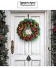 Christmas Pine Needle Reindeer Wreath with Colored Balls and Bow – Wooden Door Hanging Ornament